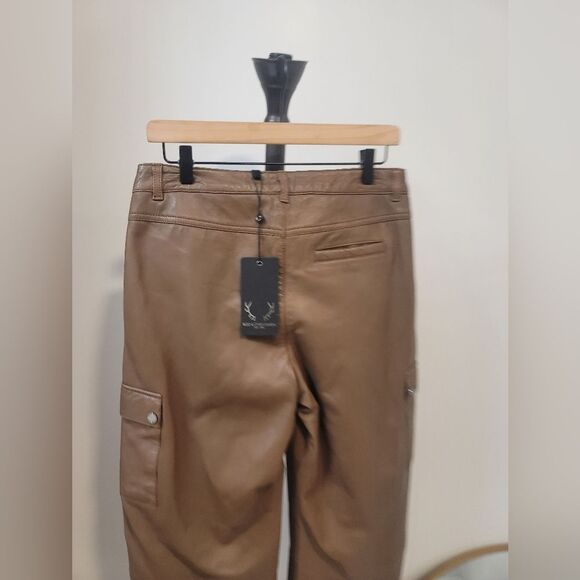 Women's Straight Leg Brown leather Pants - Picture 5 of 8